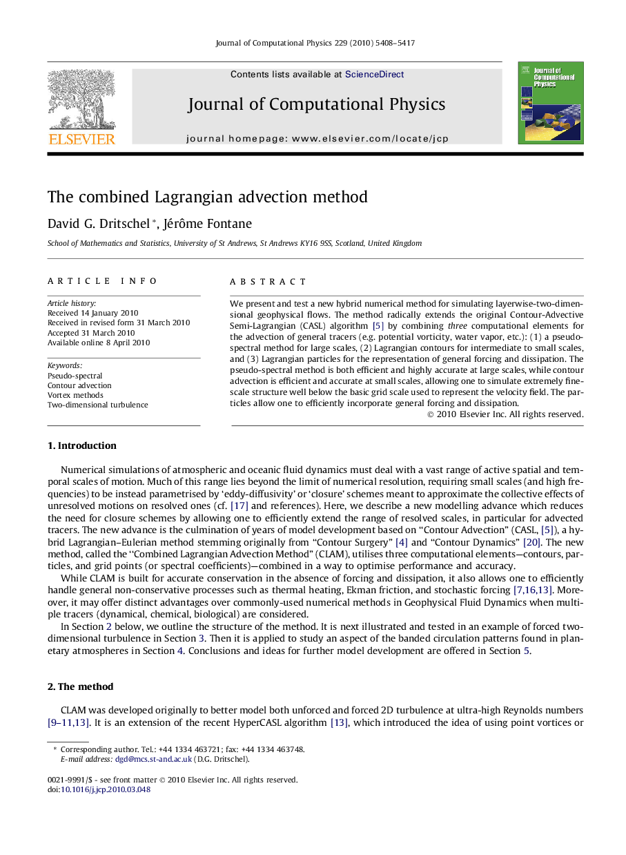 The combined Lagrangian advection method