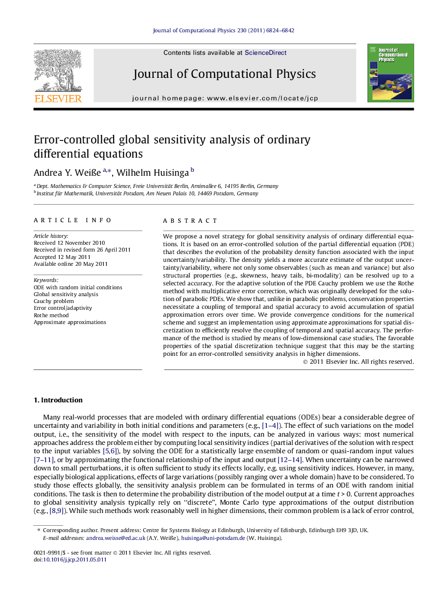 Error-controlled global sensitivity analysis of ordinary differential equations