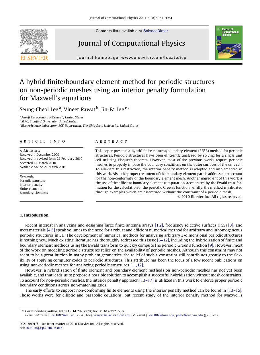 A hybrid finite/boundary element method for periodic structures on non-periodic meshes using an interior penalty formulation for Maxwell’s equations