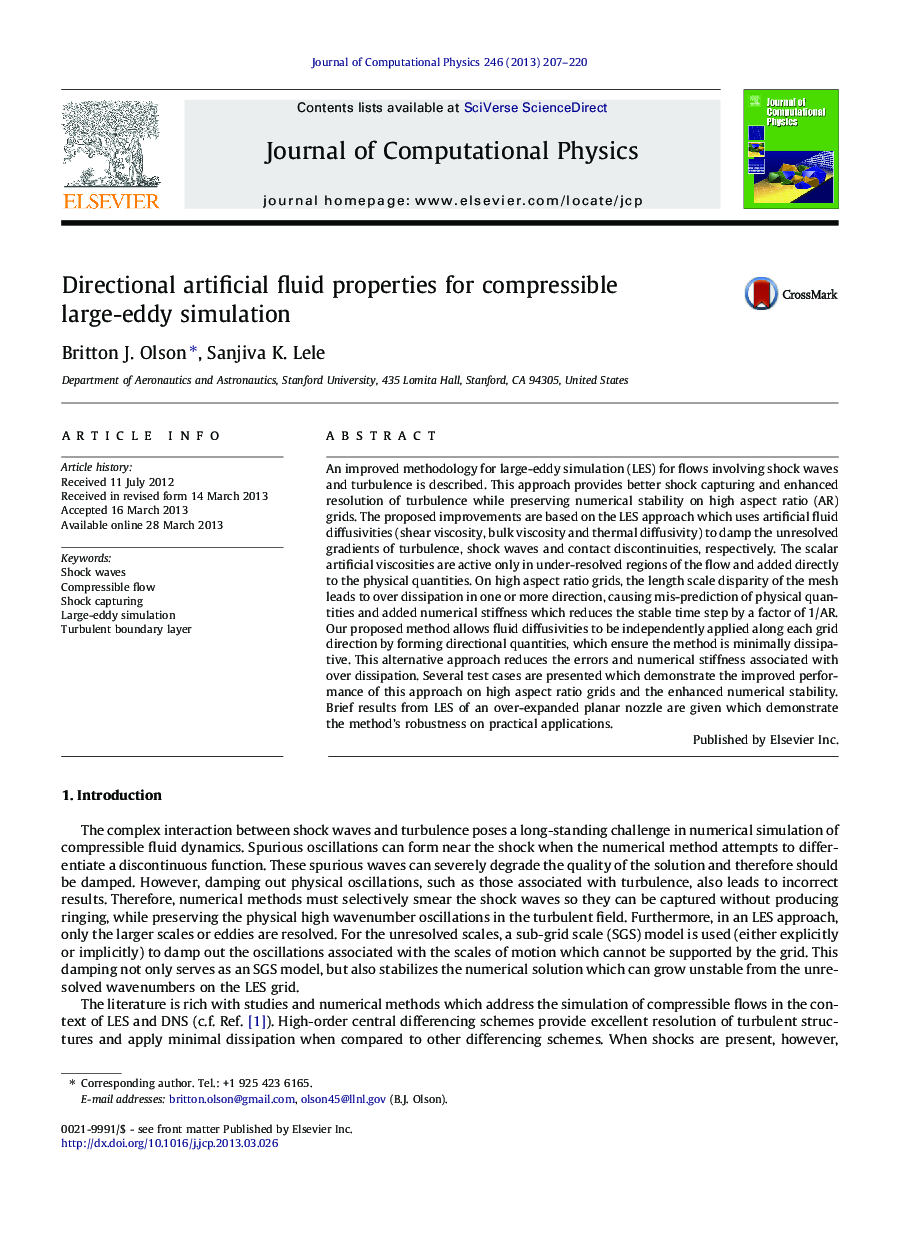 Directional artificial fluid properties for compressible large-eddy simulation