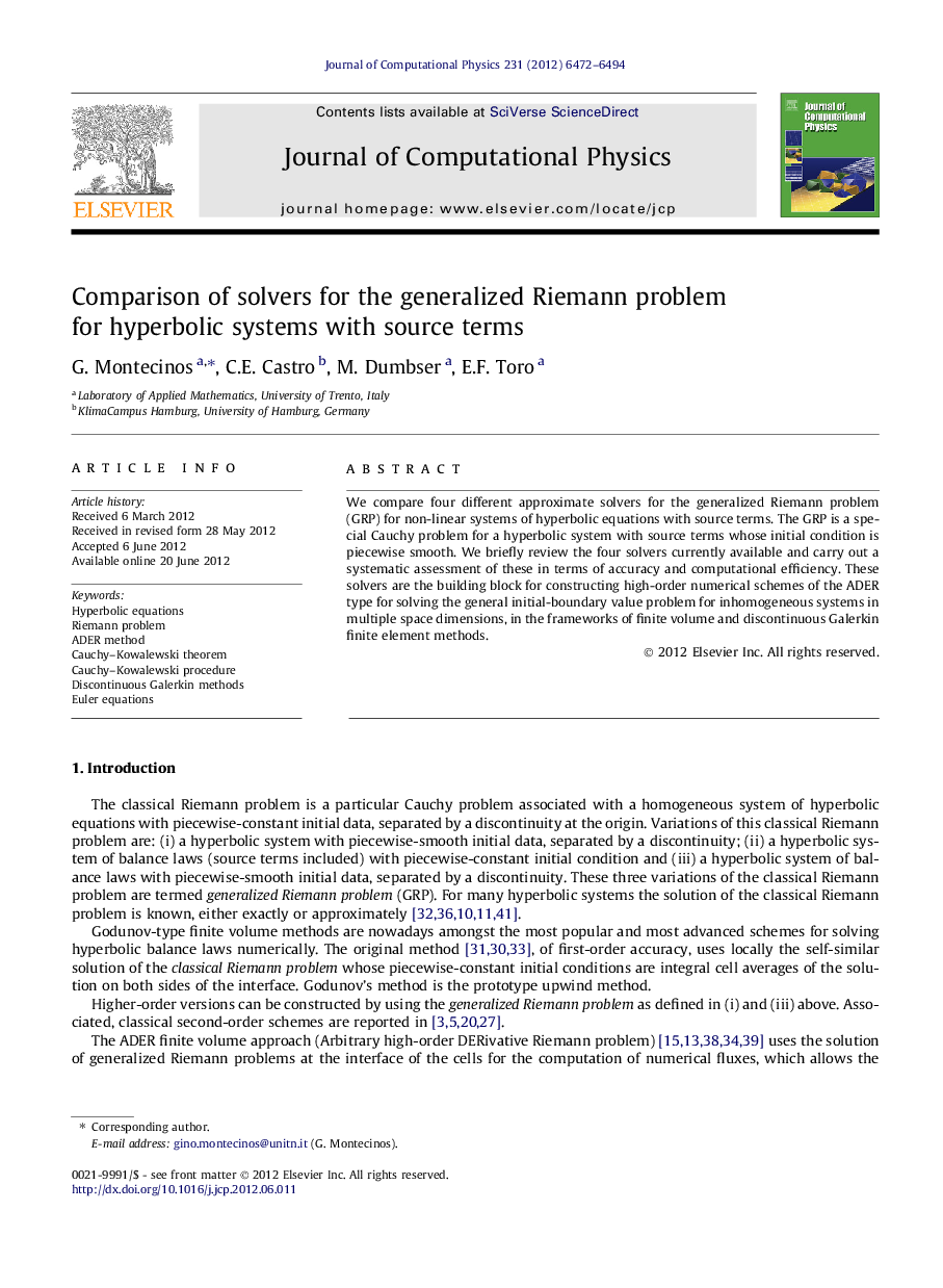 Comparison of solvers for the generalized Riemann problem for hyperbolic systems with source terms