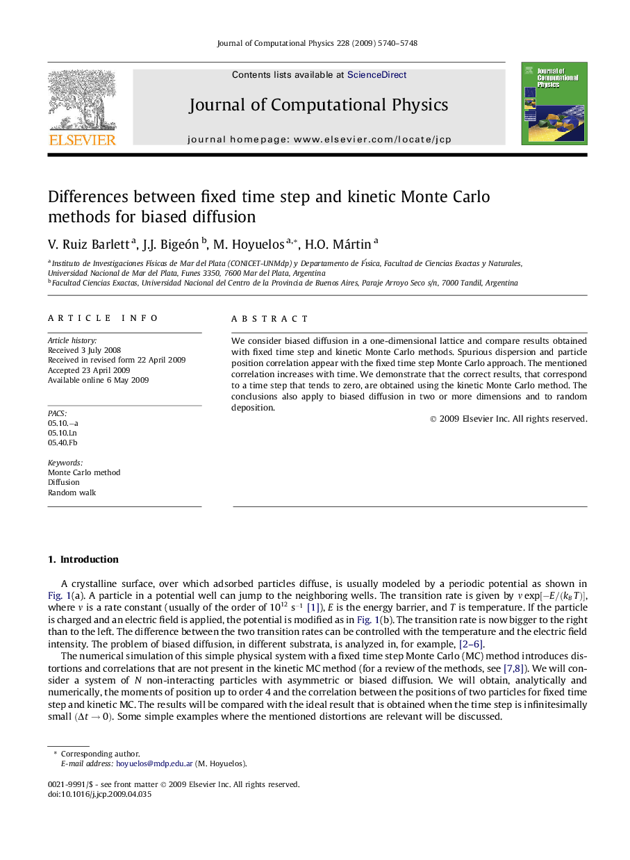 Differences between fixed time step and kinetic Monte Carlo methods for biased diffusion