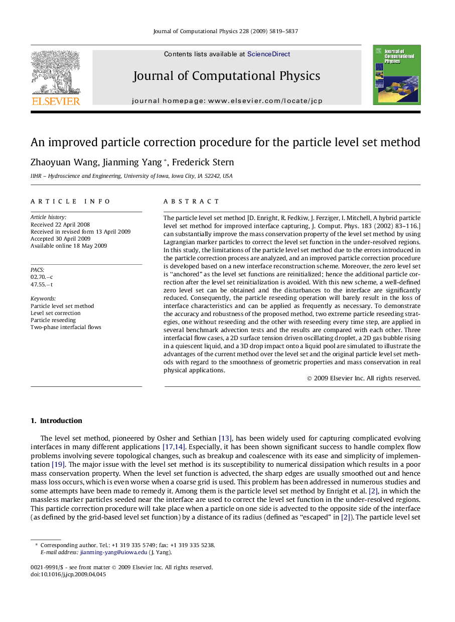 An improved particle correction procedure for the particle level set method