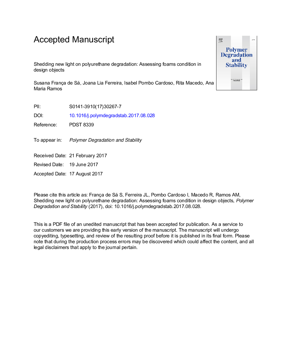 Shedding new light on polyurethane degradation: Assessing foams condition in design objects