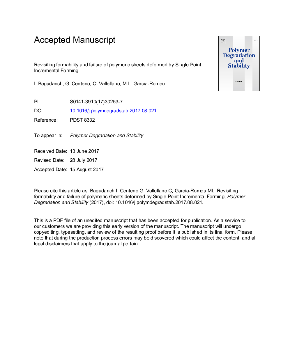 Revisiting formability and failure of polymeric sheets deformed by Single Point Incremental Forming