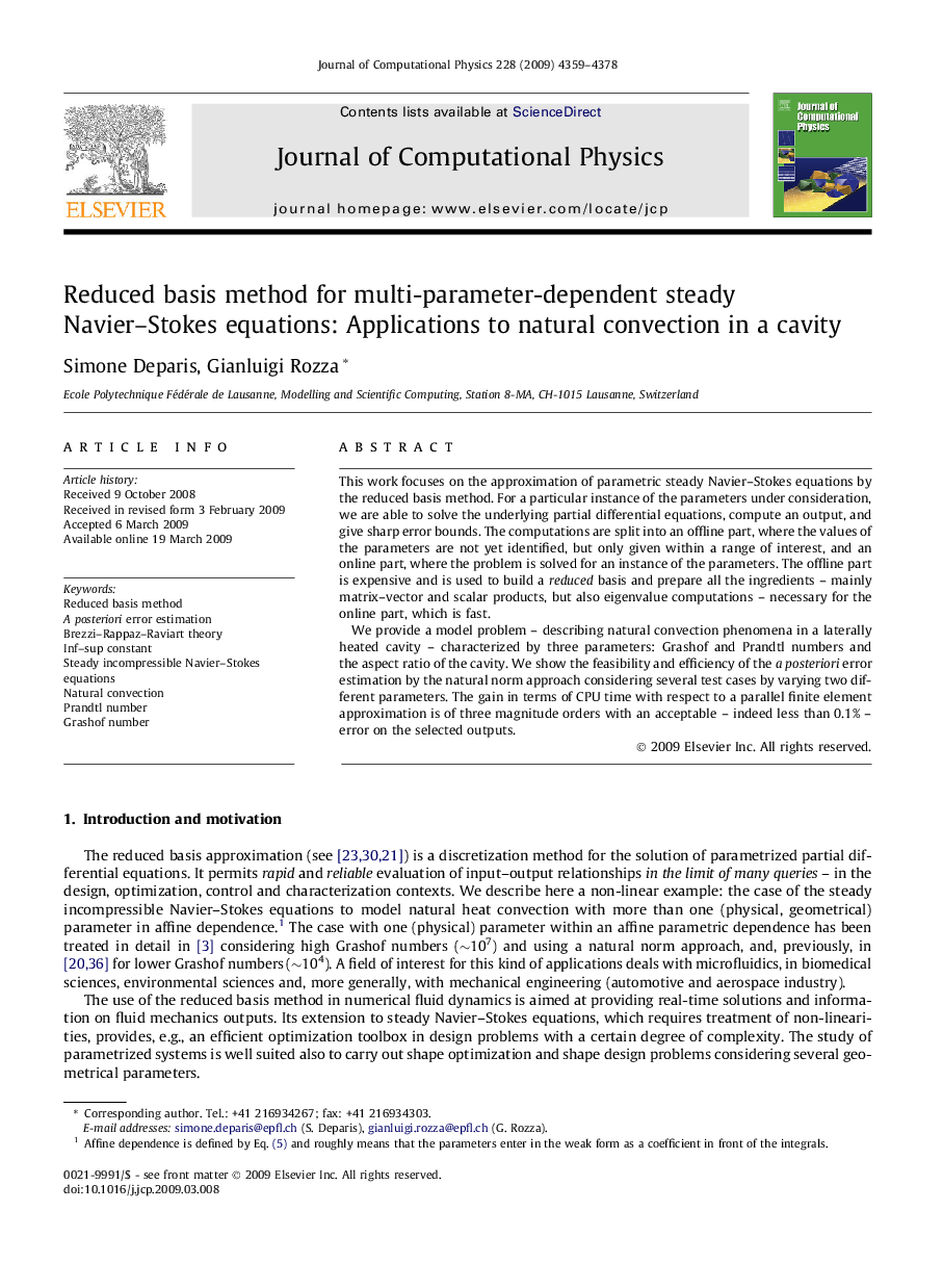 Reduced basis method for multi-parameter-dependent steady Navier–Stokes equations: Applications to natural convection in a cavity