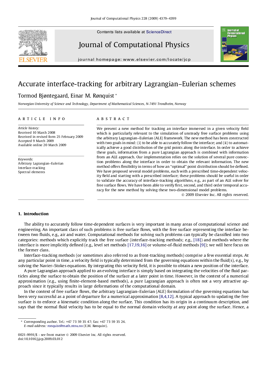 Accurate interface-tracking for arbitrary Lagrangian–Eulerian schemes