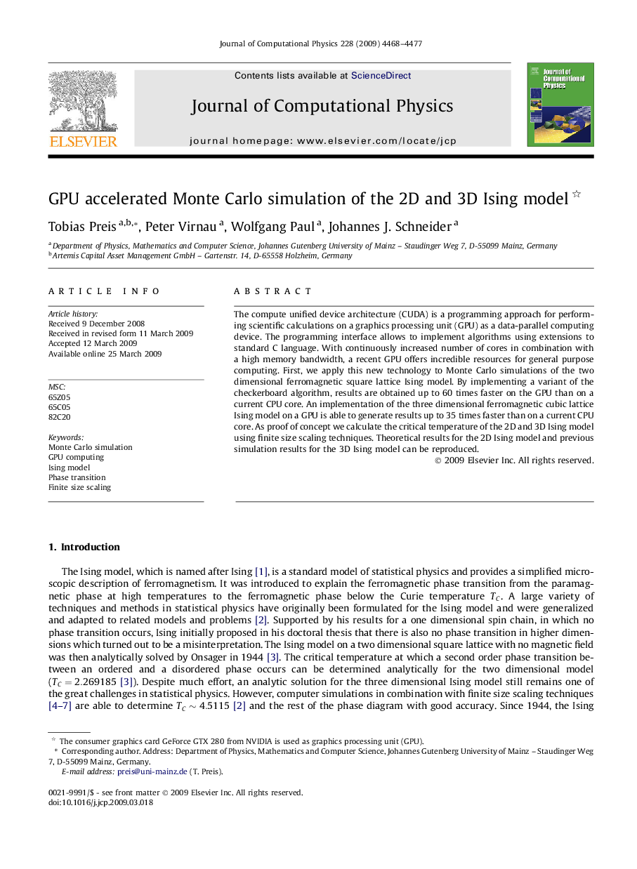 GPU accelerated Monte Carlo simulation of the 2D and 3D Ising model 