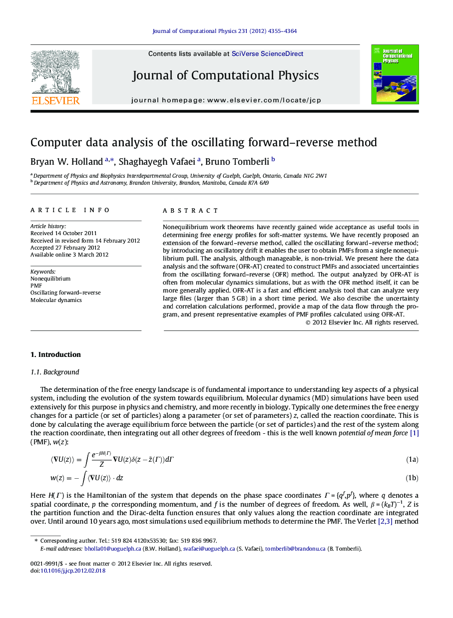 Computer data analysis of the oscillating forward–reverse method