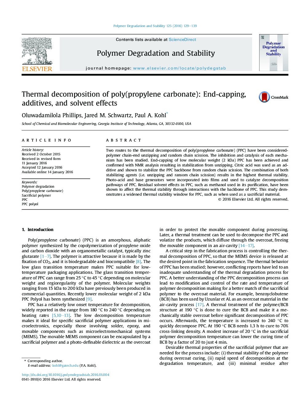 Thermal decomposition of poly(propylene carbonate): End-capping, additives, and solvent effects