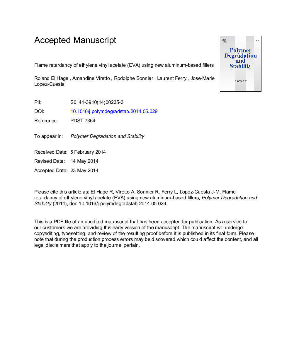 Flame retardancy of ethylene vinyl acetate (EVA) using new aluminum-based fillers