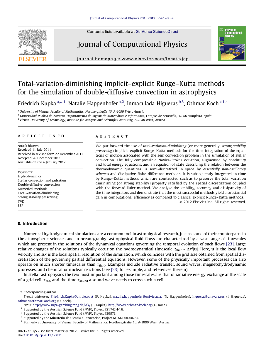 Total-variation-diminishing implicit–explicit Runge–Kutta methods for the simulation of double-diffusive convection in astrophysics