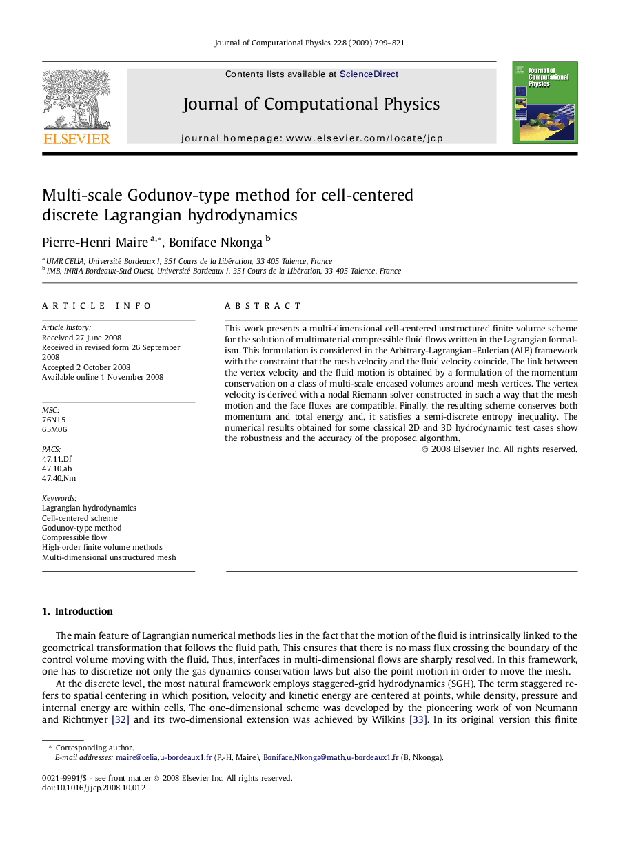 Multi-scale Godunov-type method for cell-centered discrete Lagrangian hydrodynamics