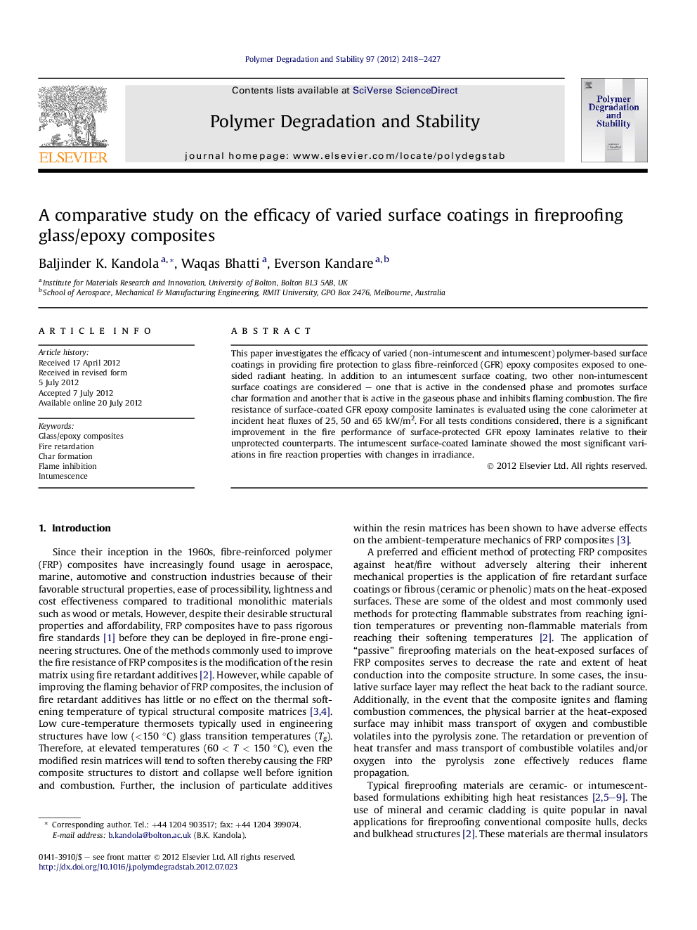 A comparative study on the efficacy of varied surface coatings in fireproofing glass/epoxy composites