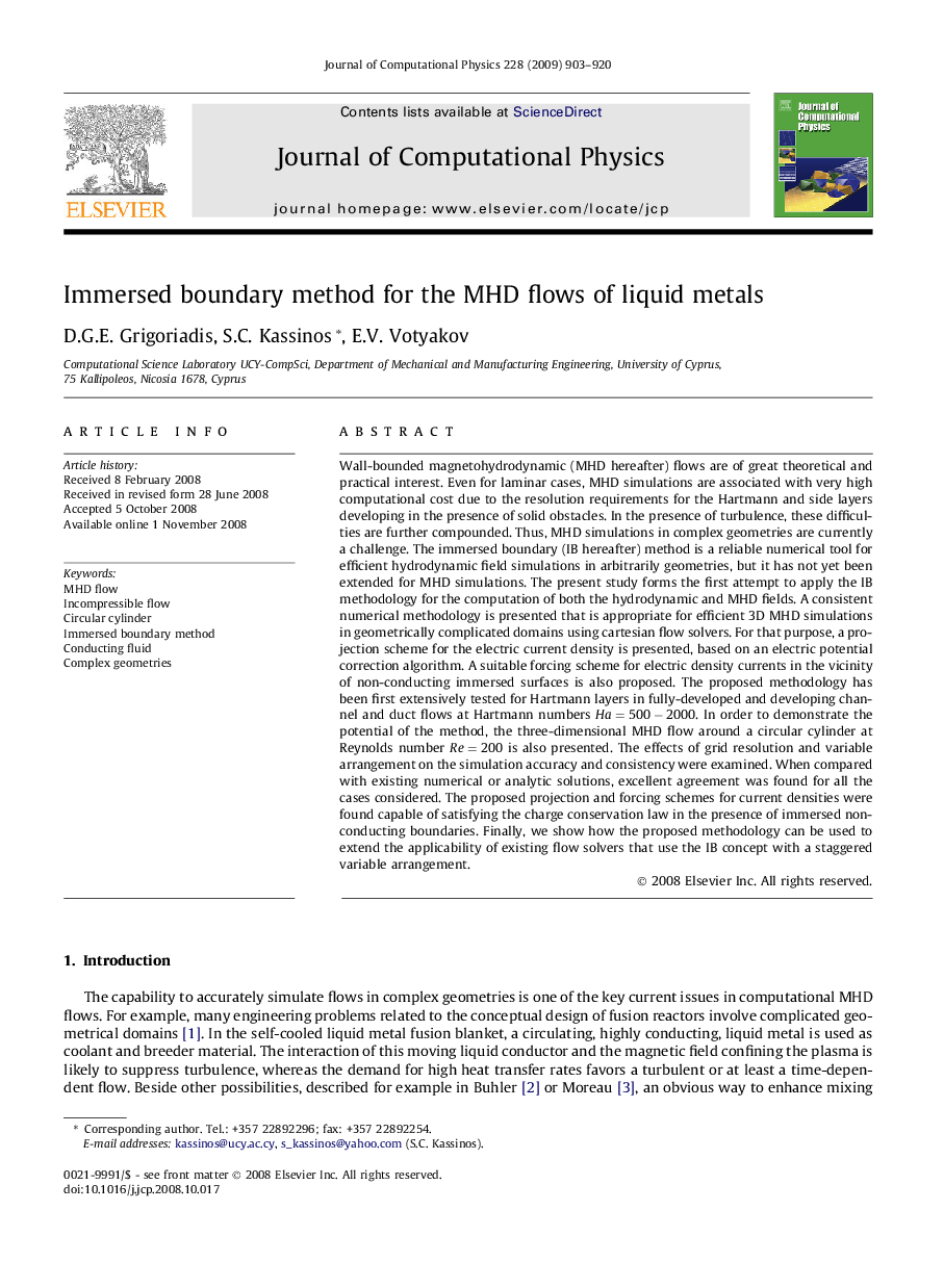 Immersed boundary method for the MHD flows of liquid metals