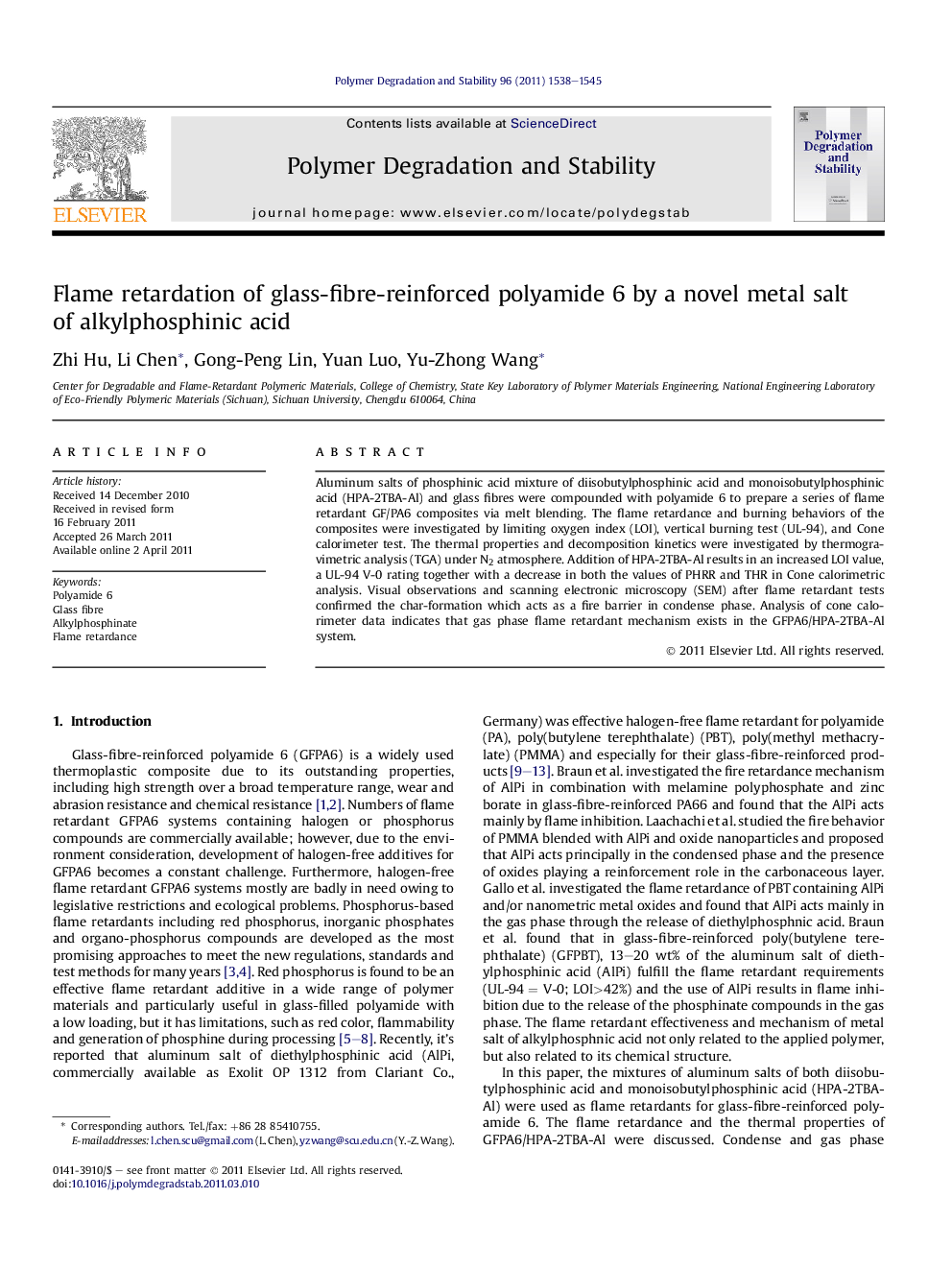 Flame retardation of glass-fibre-reinforced polyamide 6 by a novel metal salt of alkylphosphinic acid