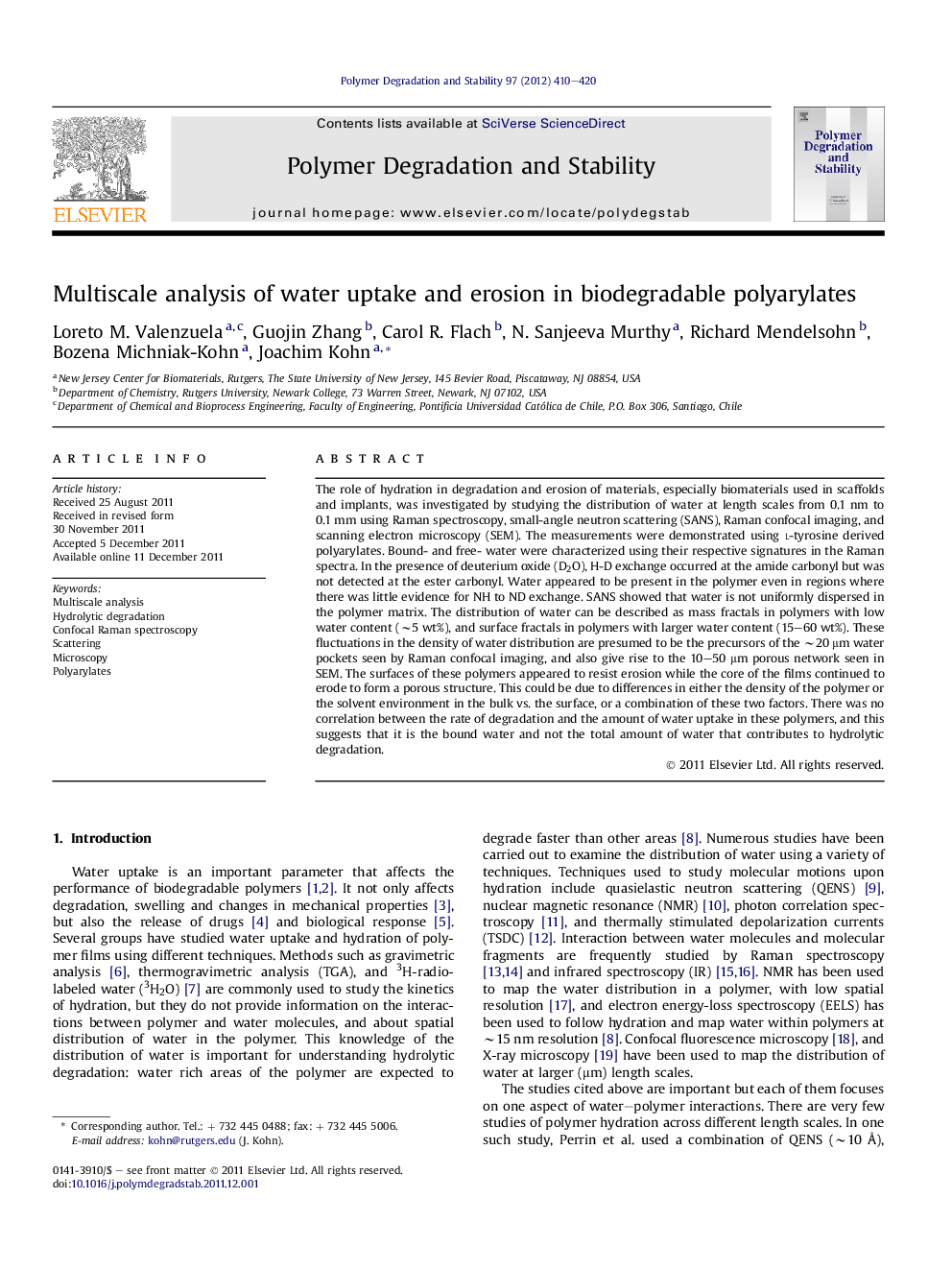 Multiscale analysis of water uptake and erosion in biodegradable polyarylates