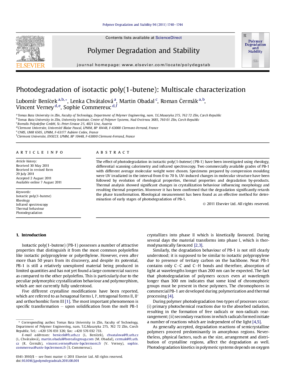 Photodegradation of isotactic poly(1-butene): Multiscale characterization