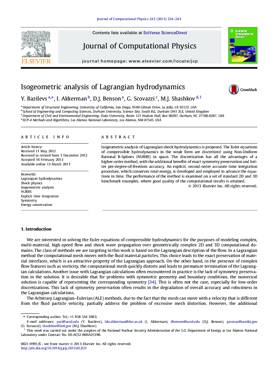 Isogeometric analysis of Lagrangian hydrodynamics