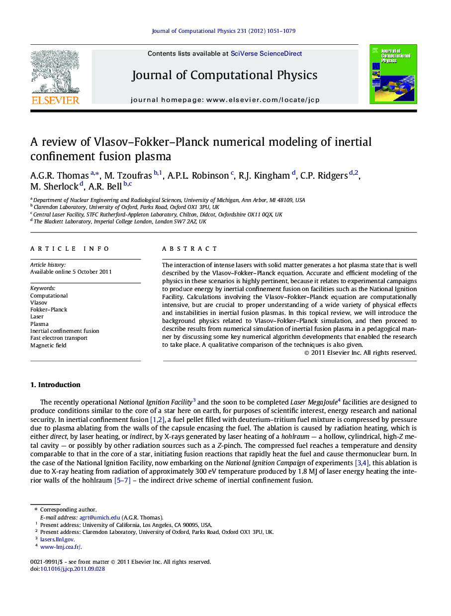 A review of Vlasov–Fokker–Planck numerical modeling of inertial confinement fusion plasma