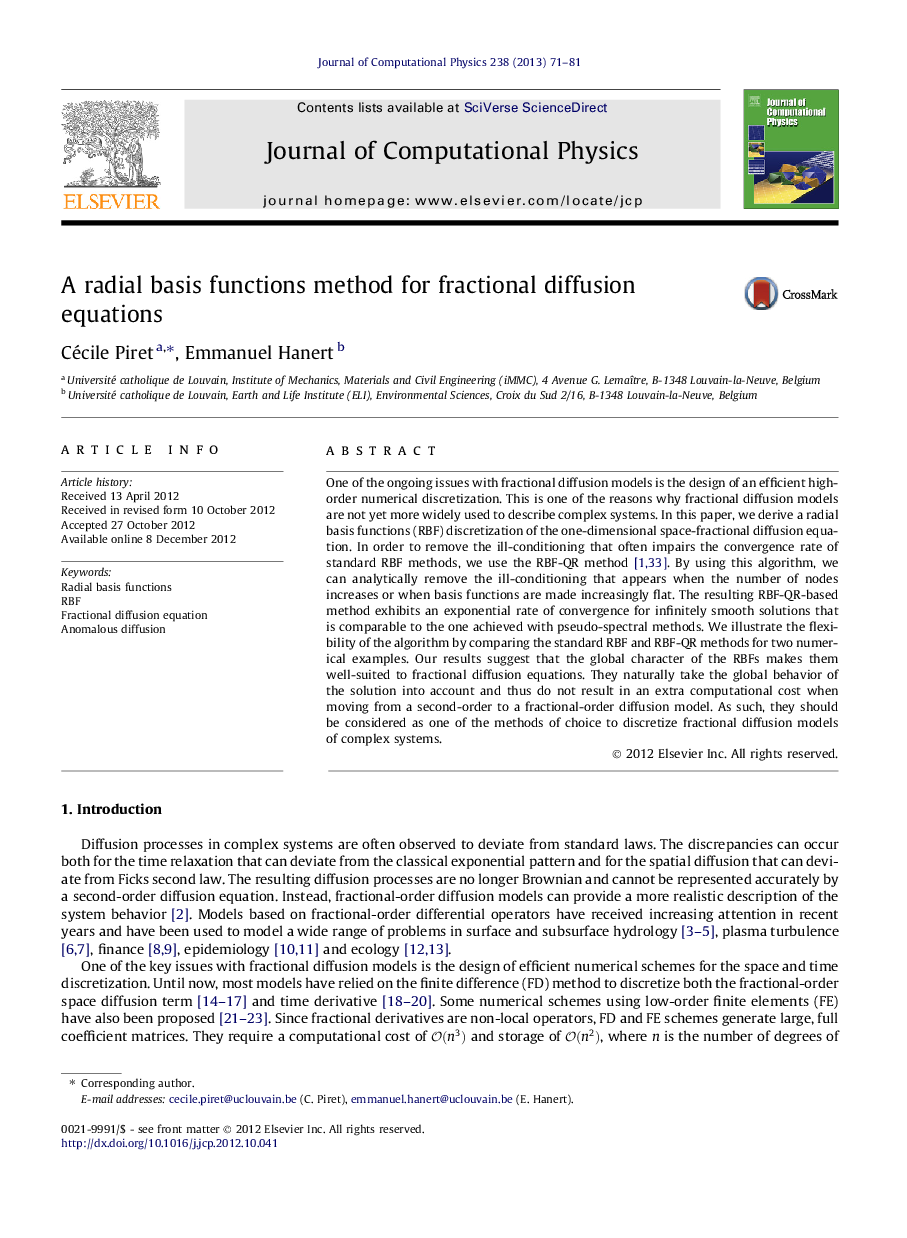 A radial basis functions method for fractional diffusion equations