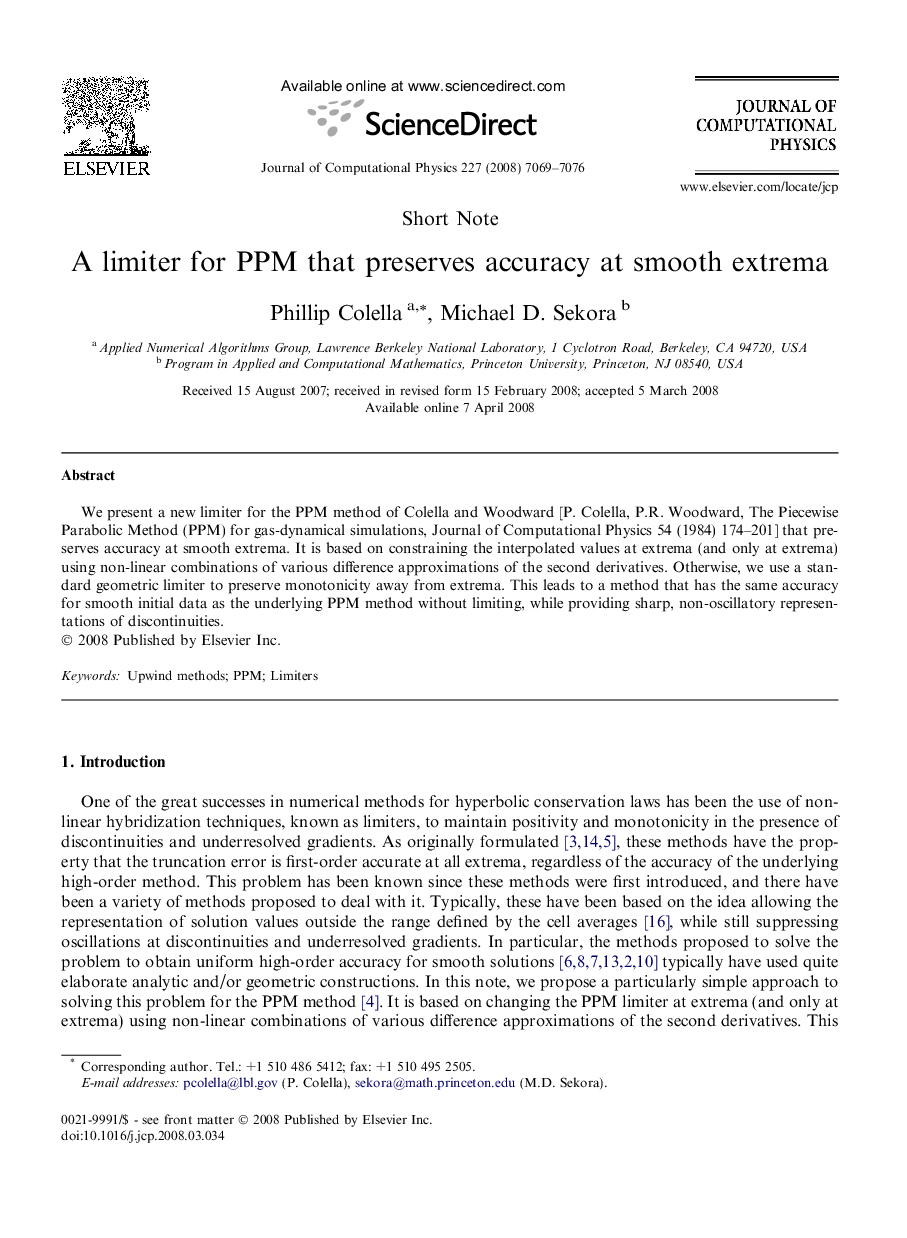 A limiter for PPM that preserves accuracy at smooth extrema