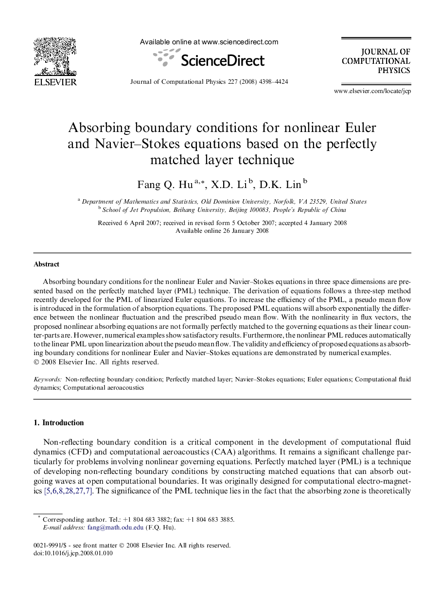 Absorbing boundary conditions for nonlinear Euler and Navier–Stokes equations based on the perfectly matched layer technique