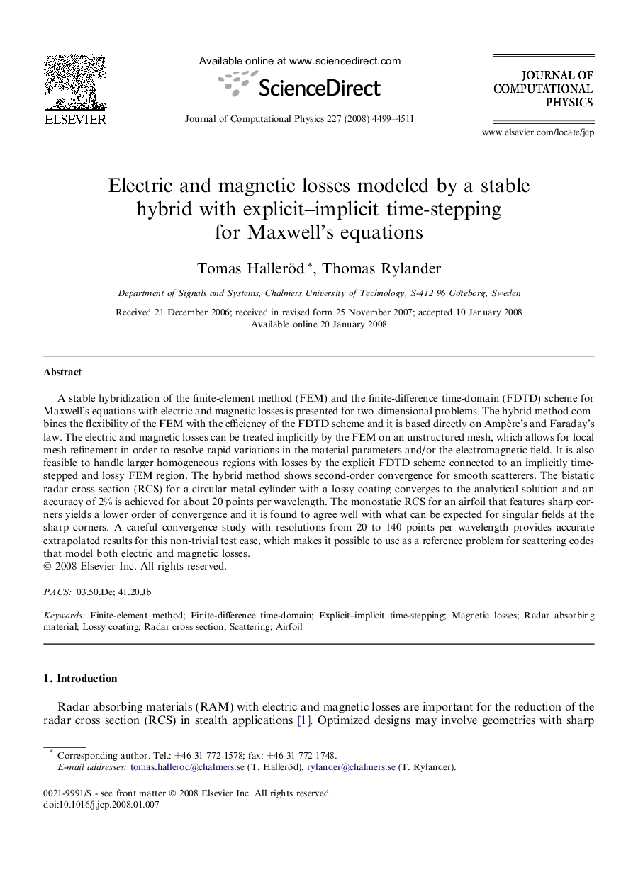 Electric and magnetic losses modeled by a stable hybrid with explicit–implicit time-stepping for Maxwell’s equations