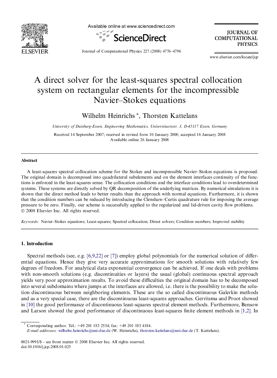 A direct solver for the least-squares spectral collocation system on rectangular elements for the incompressible Navier–Stokes equations