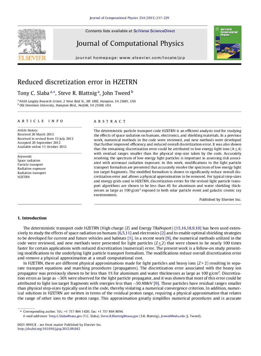 Reduced discretization error in HZETRN