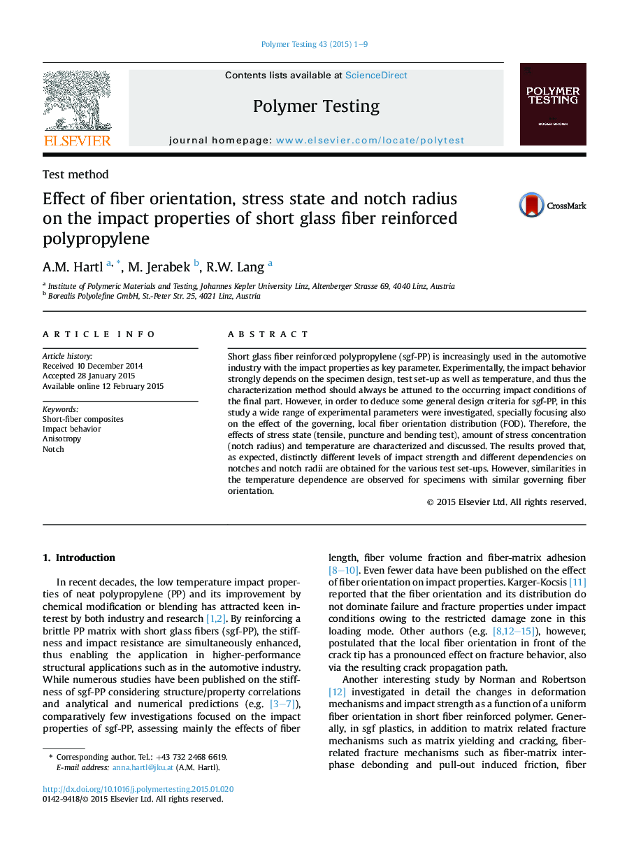 Test methodEffect of fiber orientation, stress state and notch radius on the impact properties of short glass fiber reinforced polypropylene