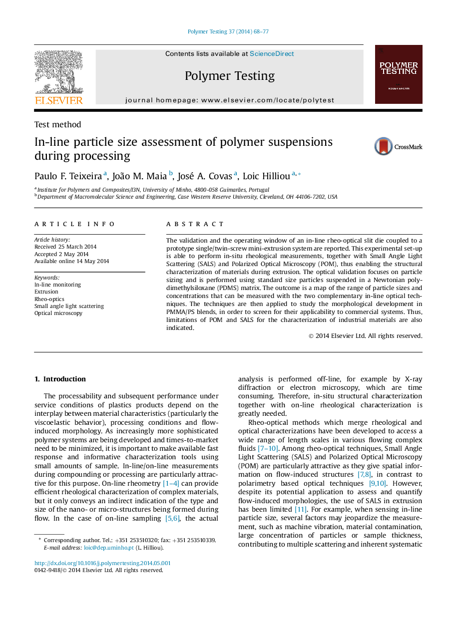 Test methodIn-line particle size assessment of polymer suspensions during processing