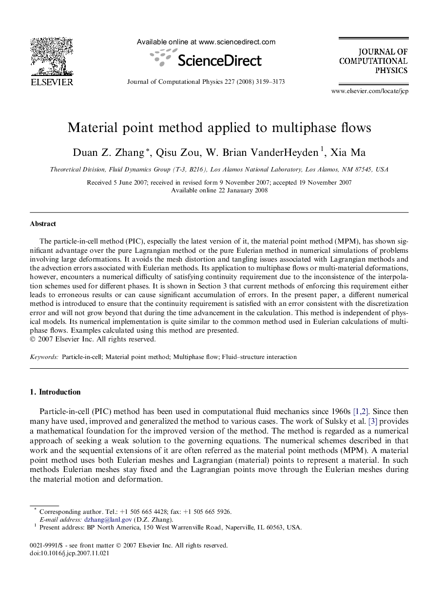 Material point method applied to multiphase flows