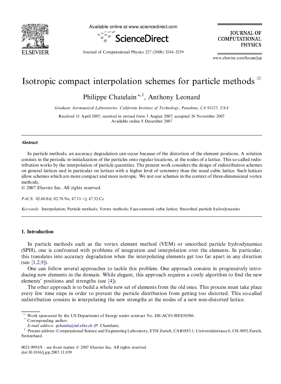 Isotropic compact interpolation schemes for particle methods 