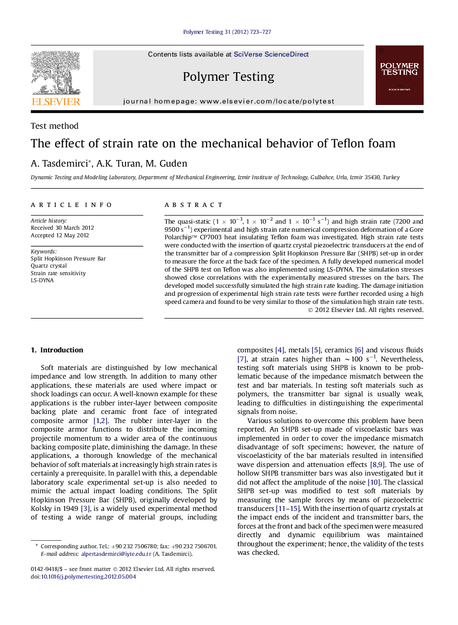 The effect of strain rate on the mechanical behavior of Teflon foam