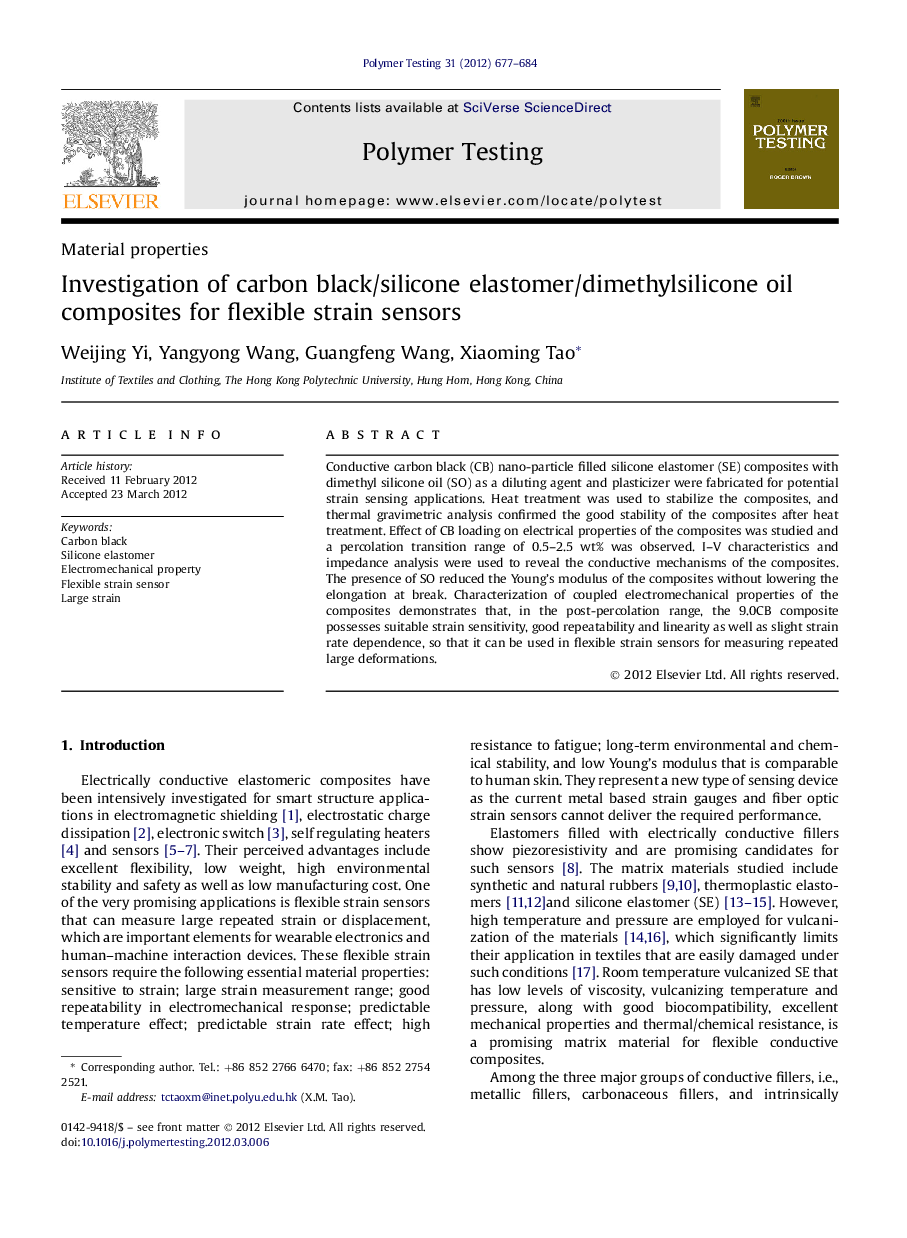 Investigation of carbon black/silicone elastomer/dimethylsilicone oil composites for flexible strain sensors