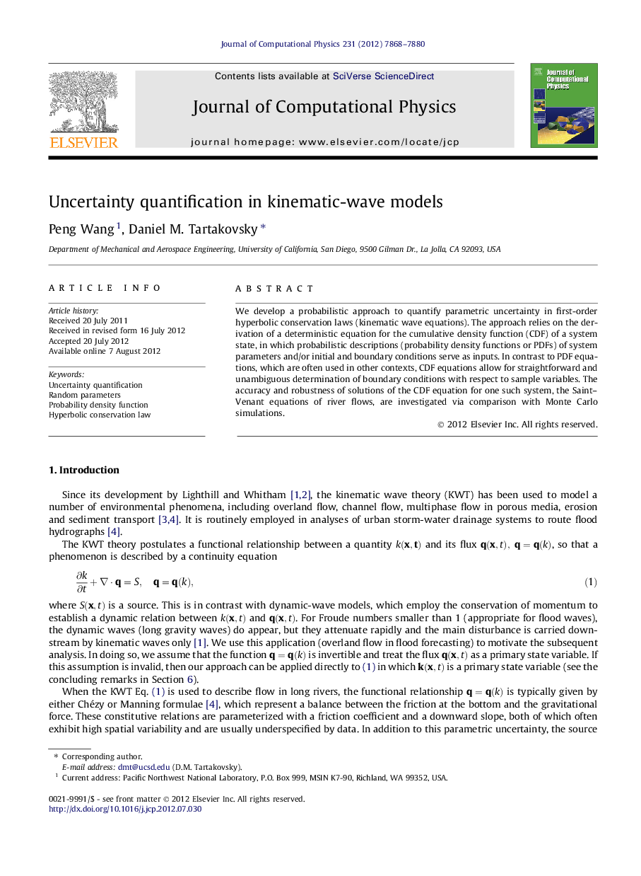 Uncertainty quantification in kinematic-wave models