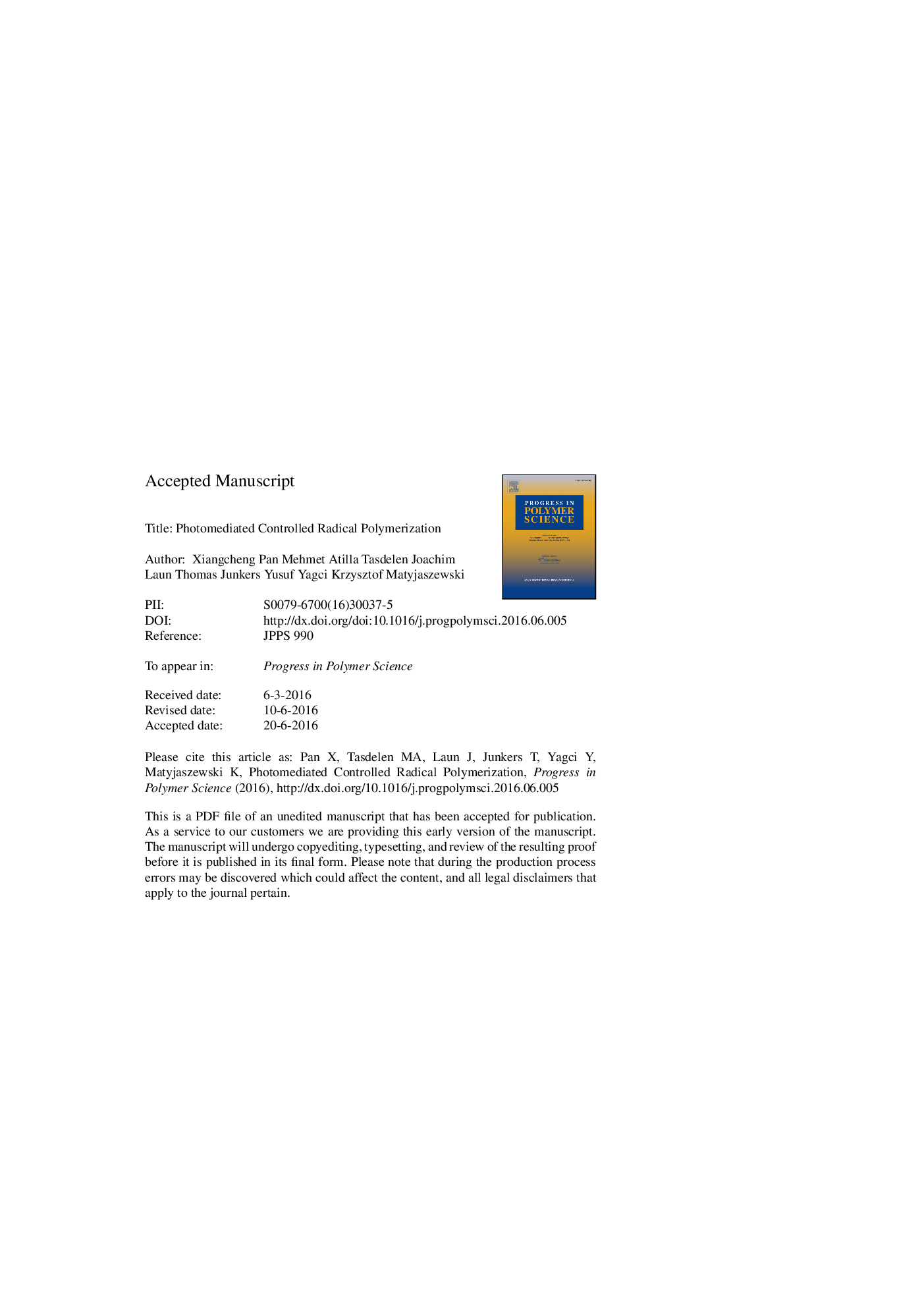 Photomediated controlled radical polymerization