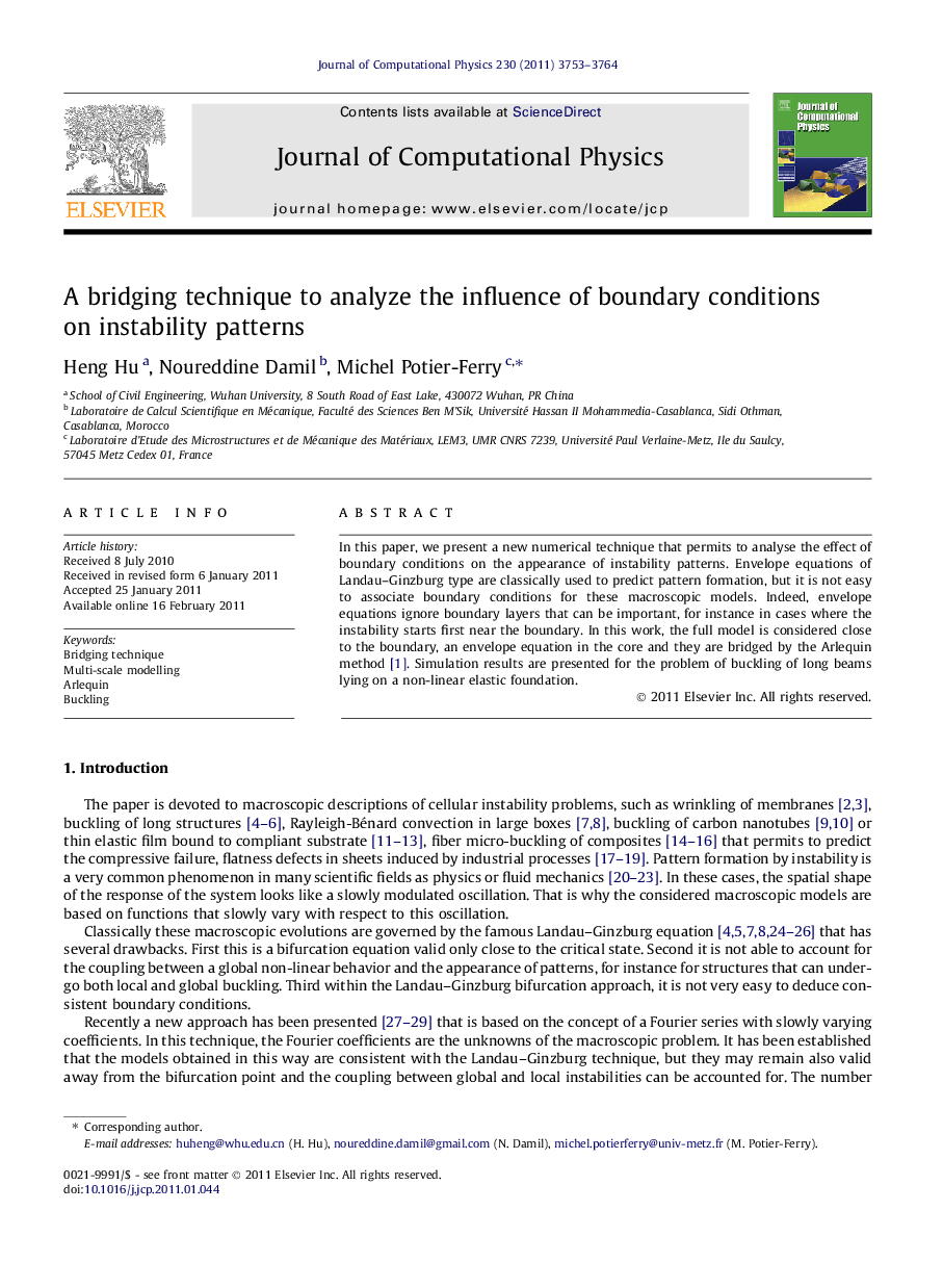 A bridging technique to analyze the influence of boundary conditions on instability patterns