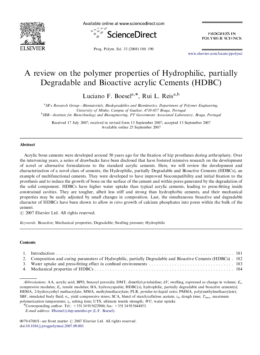 عکس صفحه اول مقاله: A review on the polymer properties of Hydrophilic, partially Degradable and Bioactive acrylic Cements (HDBC) A review on the polymer properties of Hydrophilic, partially Degradable and Bioactive acrylic Cements (HDBC)