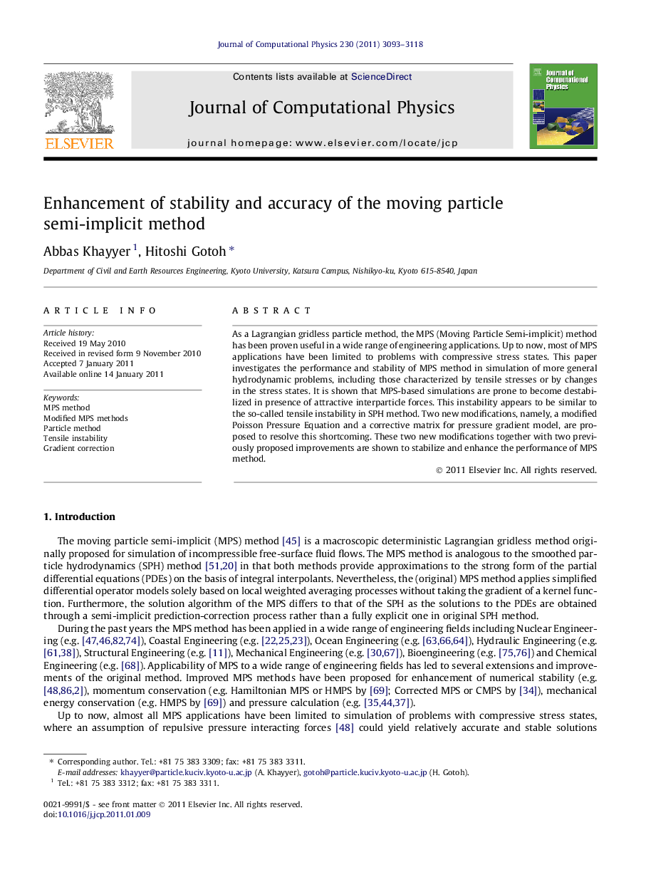 Enhancement of stability and accuracy of the moving particle semi-implicit method