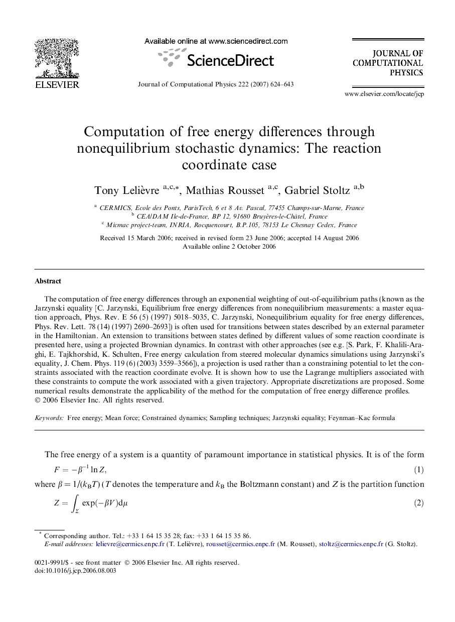 Computation of free energy differences through nonequilibrium stochastic dynamics: The reaction coordinate case