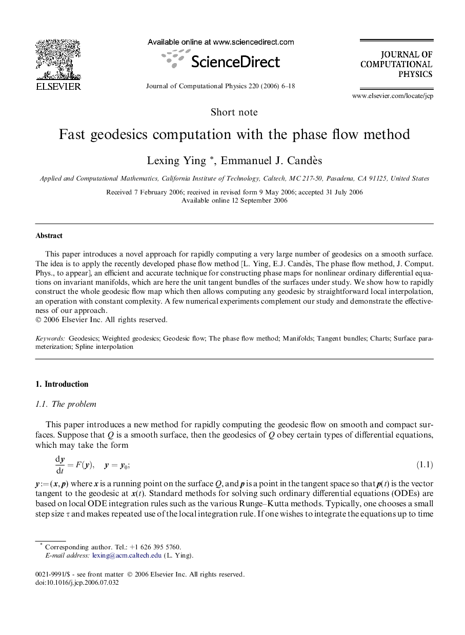 Fast geodesics computation with the phase flow method