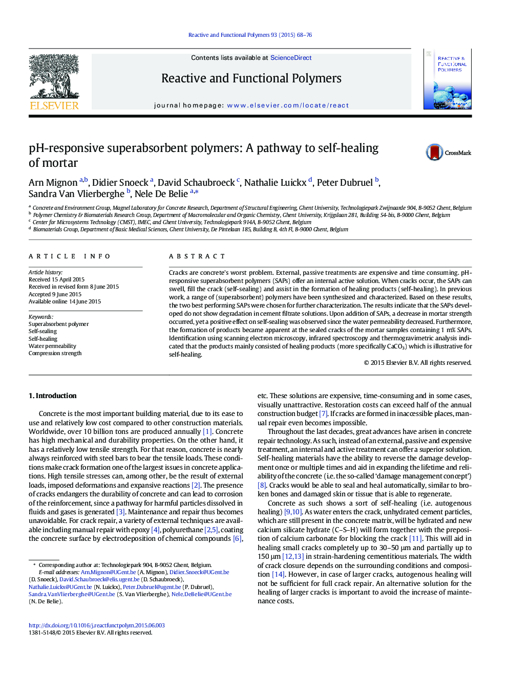 pH-responsive superabsorbent polymers: A pathway to self-healing of mortar