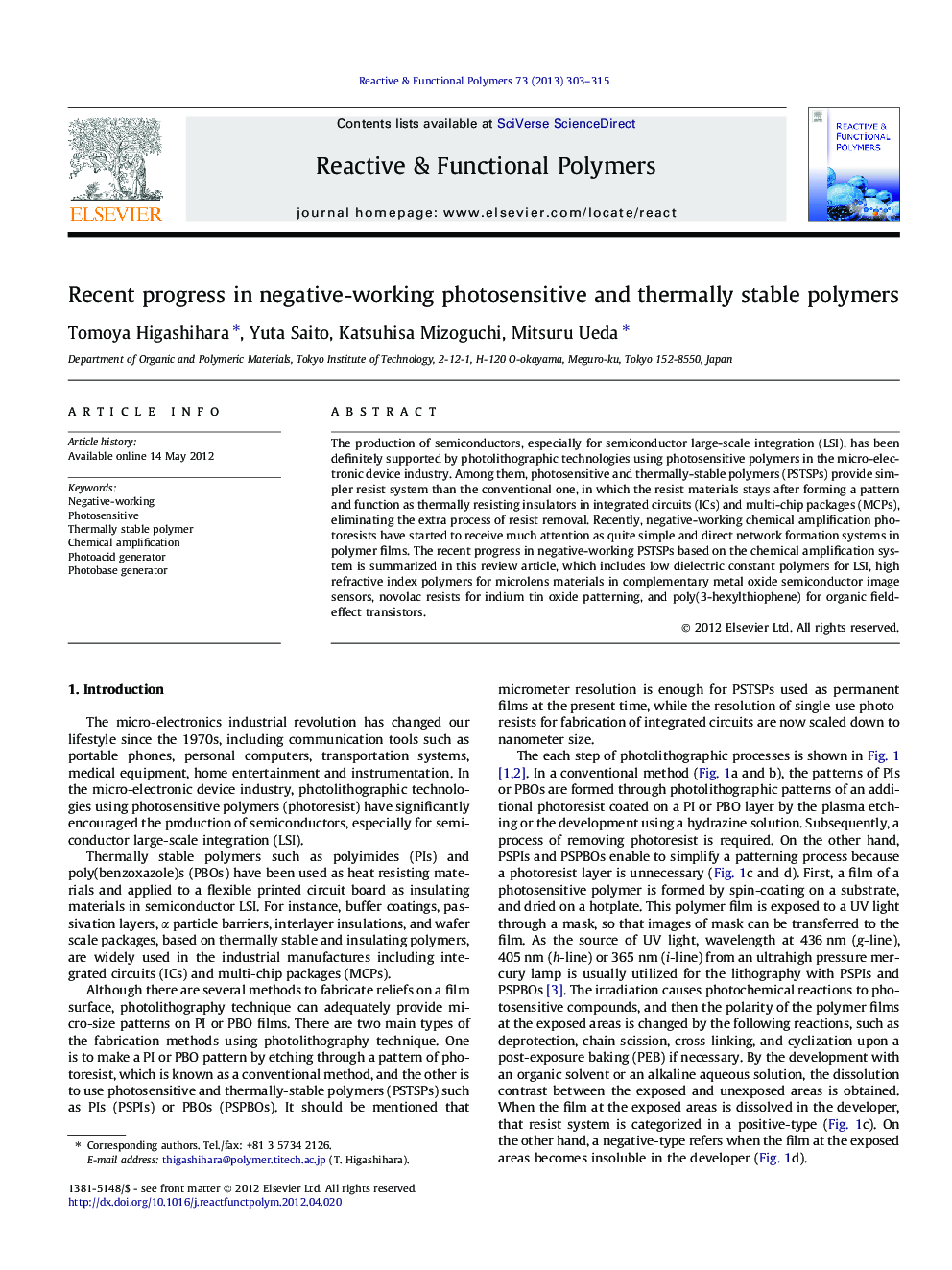 Recent progress in negative-working photosensitive and thermally stable polymers