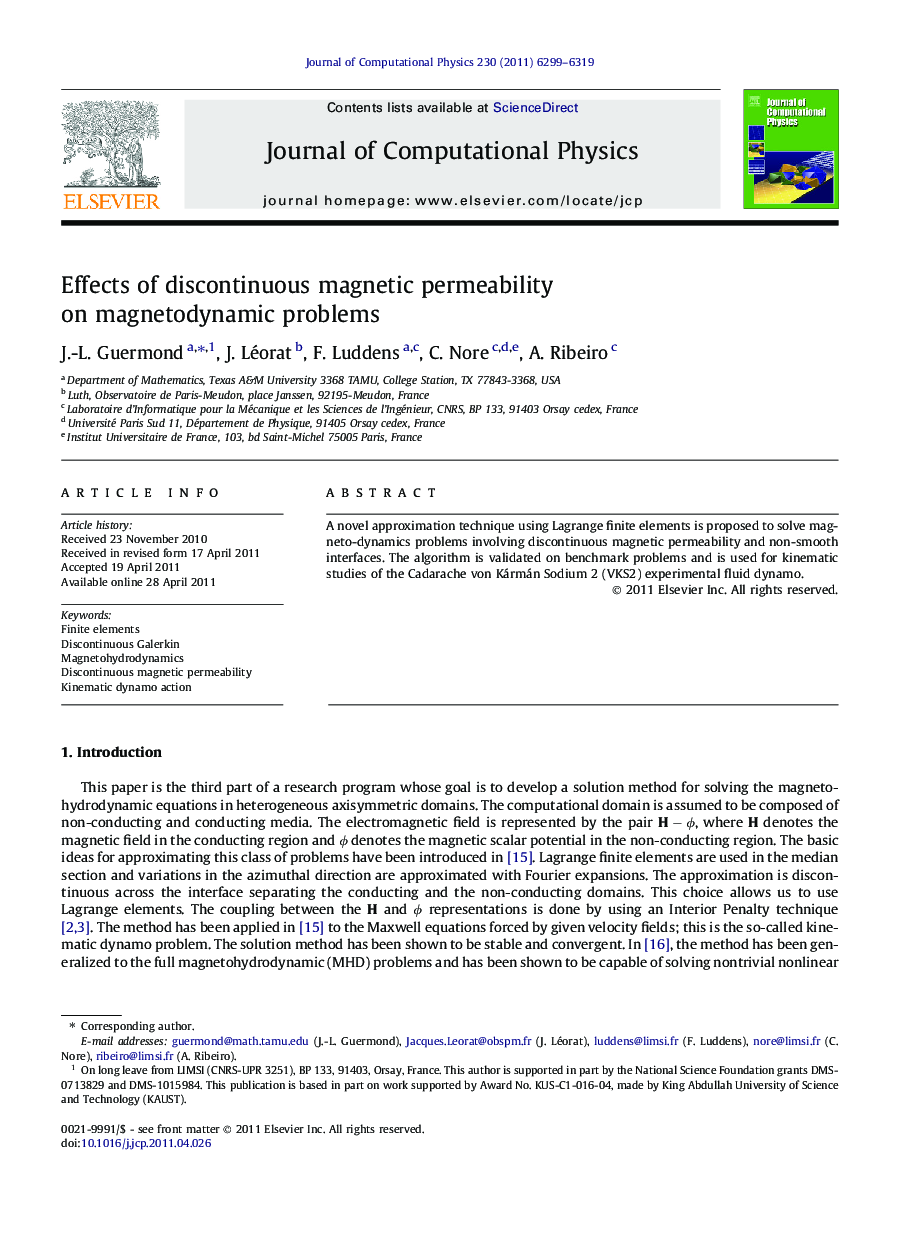 Effects of discontinuous magnetic permeability on magnetodynamic problems