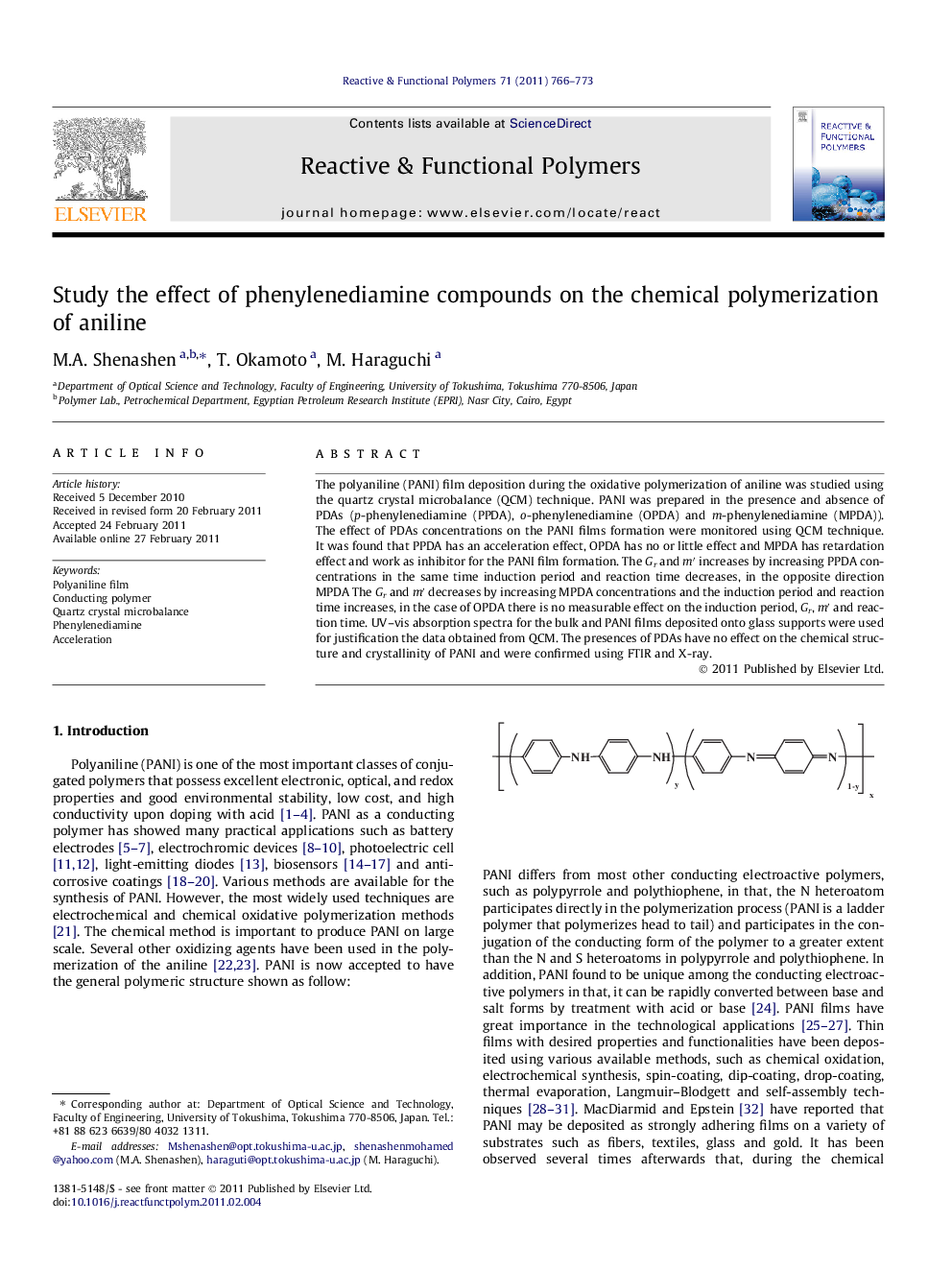 Study the effect of phenylenediamine compounds on the chemical polymerization of aniline