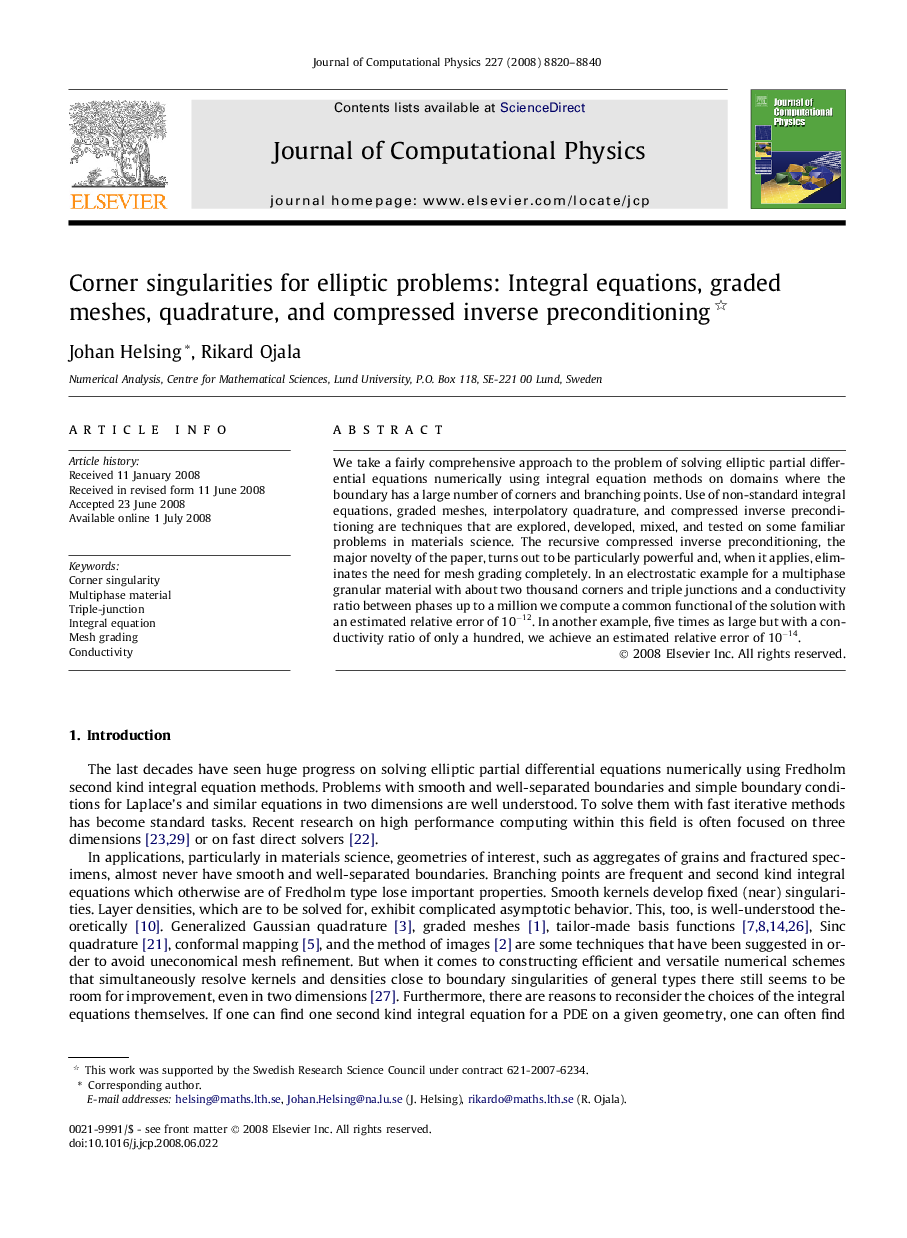 Corner singularities for elliptic problems: Integral equations, graded meshes, quadrature, and compressed inverse preconditioning 