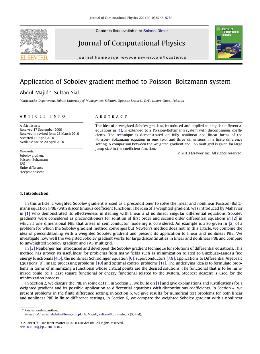 Application of Sobolev gradient method to Poisson–Boltzmann system