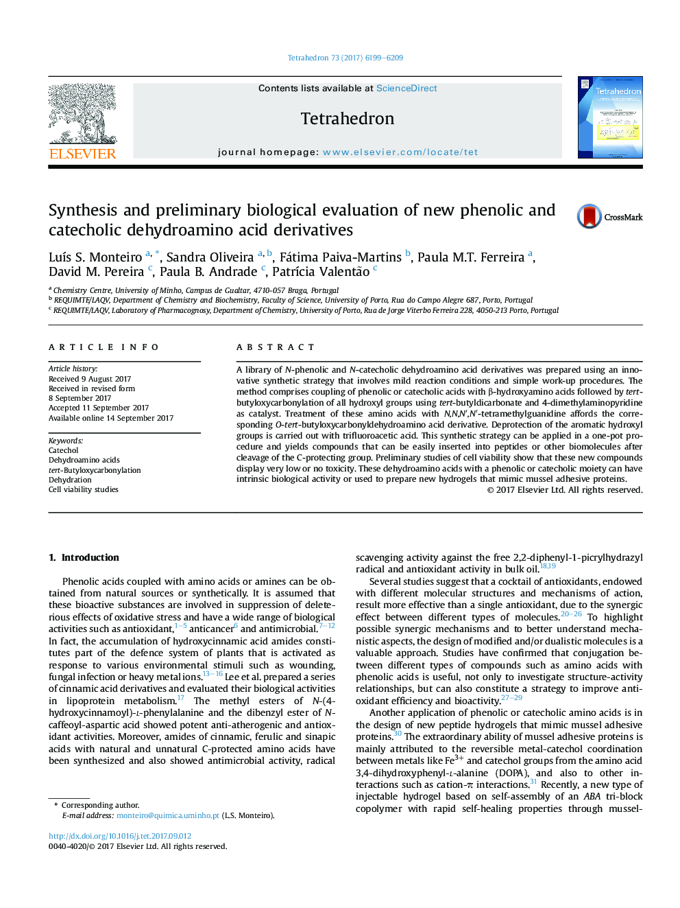 سنتز و ارزیابی بیولوژیکی مشتقات فنیل و کاتیدول دی هیدرو آمینو اسید 